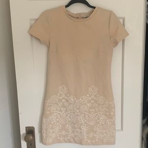 cream floral embroidered mini dress